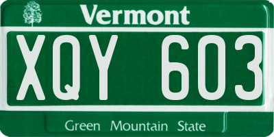 VT license plate XQY603