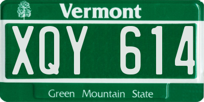 VT license plate XQY614