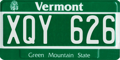 VT license plate XQY626