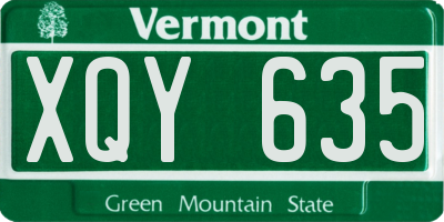 VT license plate XQY635