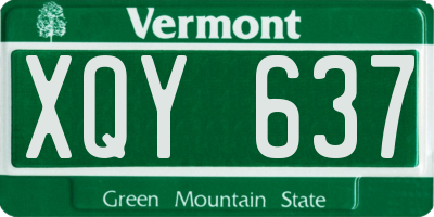 VT license plate XQY637