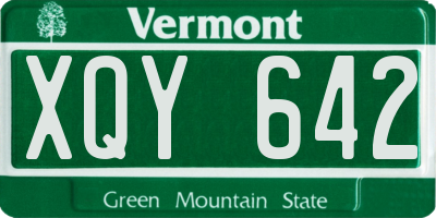 VT license plate XQY642