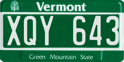 VT license plate XQY643