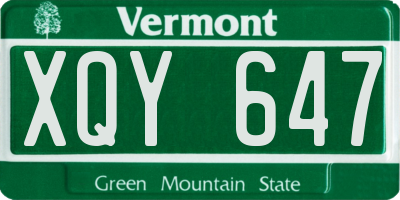 VT license plate XQY647