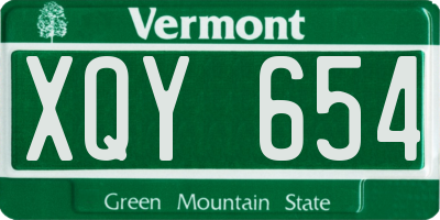 VT license plate XQY654