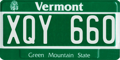 VT license plate XQY660