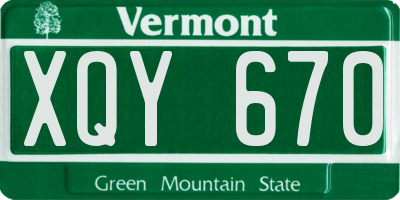 VT license plate XQY670