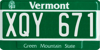 VT license plate XQY671