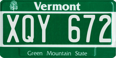 VT license plate XQY672