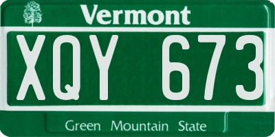 VT license plate XQY673