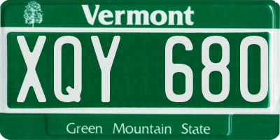VT license plate XQY680