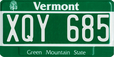 VT license plate XQY685