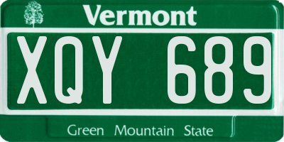 VT license plate XQY689