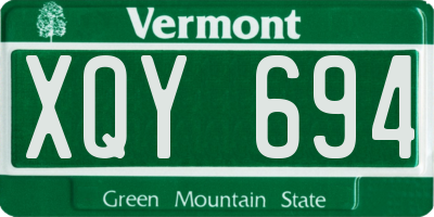 VT license plate XQY694