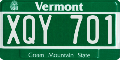 VT license plate XQY701