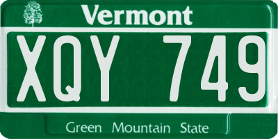 VT license plate XQY749