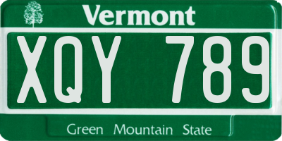 VT license plate XQY789