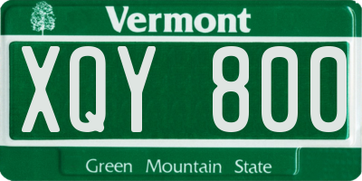 VT license plate XQY800