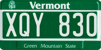 VT license plate XQY830