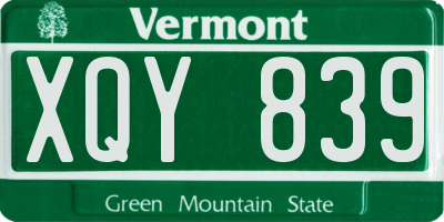 VT license plate XQY839