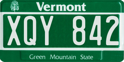 VT license plate XQY842