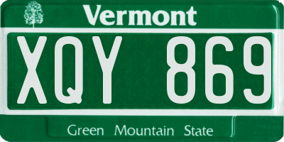 VT license plate XQY869