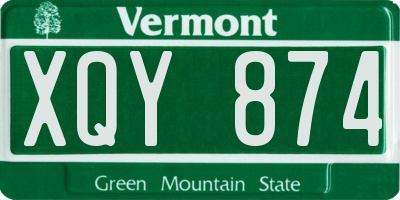 VT license plate XQY874