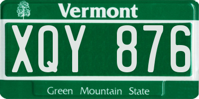 VT license plate XQY876