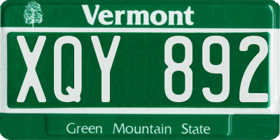 VT license plate XQY892