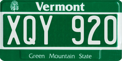 VT license plate XQY920