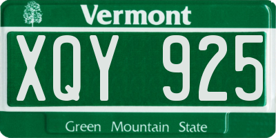 VT license plate XQY925