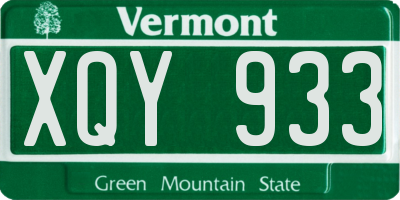 VT license plate XQY933