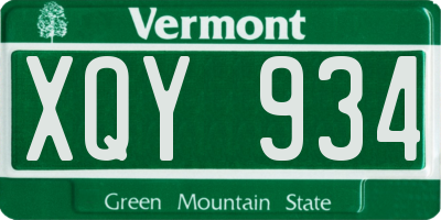 VT license plate XQY934