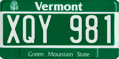 VT license plate XQY981