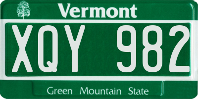 VT license plate XQY982