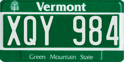 VT license plate XQY984