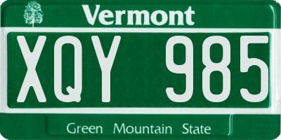 VT license plate XQY985