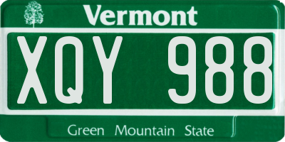 VT license plate XQY988
