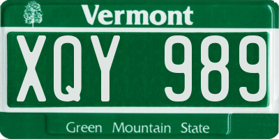 VT license plate XQY989