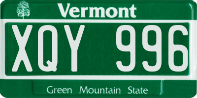 VT license plate XQY996