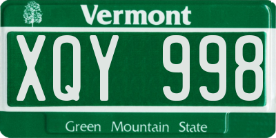 VT license plate XQY998