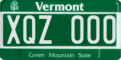VT license plate XQZ000
