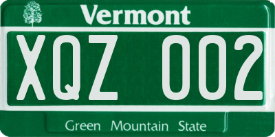 VT license plate XQZ002