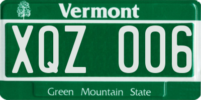 VT license plate XQZ006