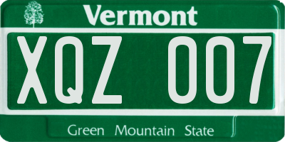 VT license plate XQZ007