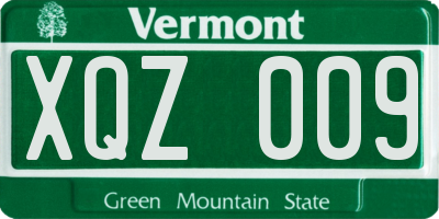 VT license plate XQZ009