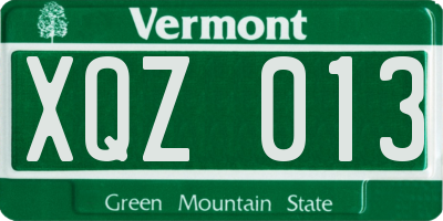 VT license plate XQZ013