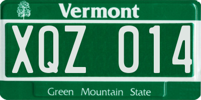 VT license plate XQZ014