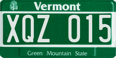 VT license plate XQZ015