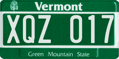 VT license plate XQZ017